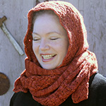 Calash cabled hooded scarf