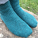 Vortex twisted stitch top-down socks