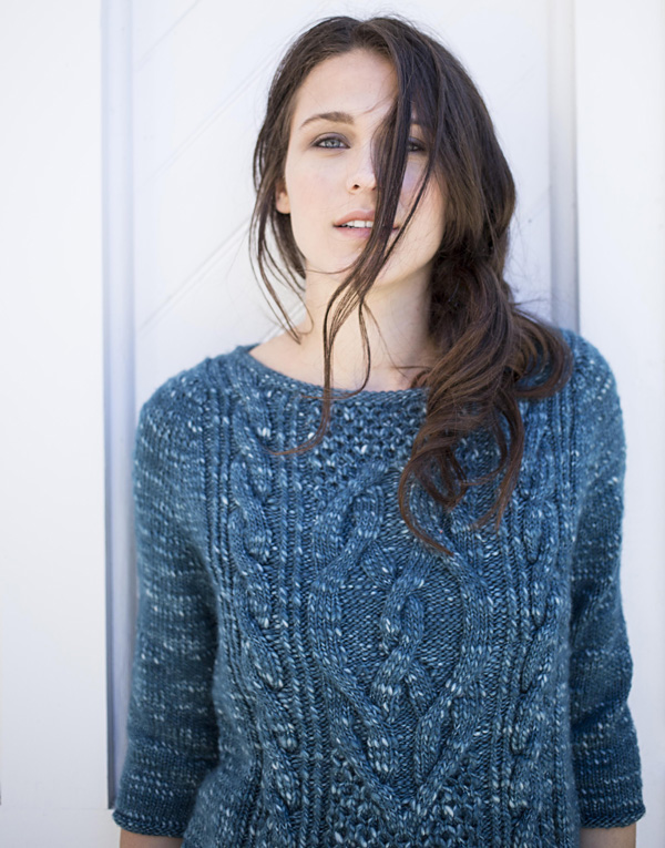 Alanna Nelson knits cable sweater
